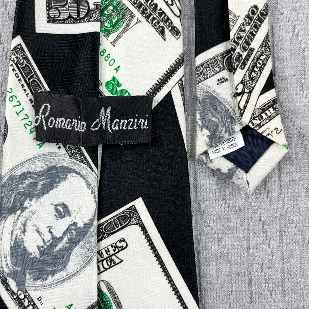 $100 bills currency Romario Manzini 58X4 Necktie Money‎ Print Wall Street pimp